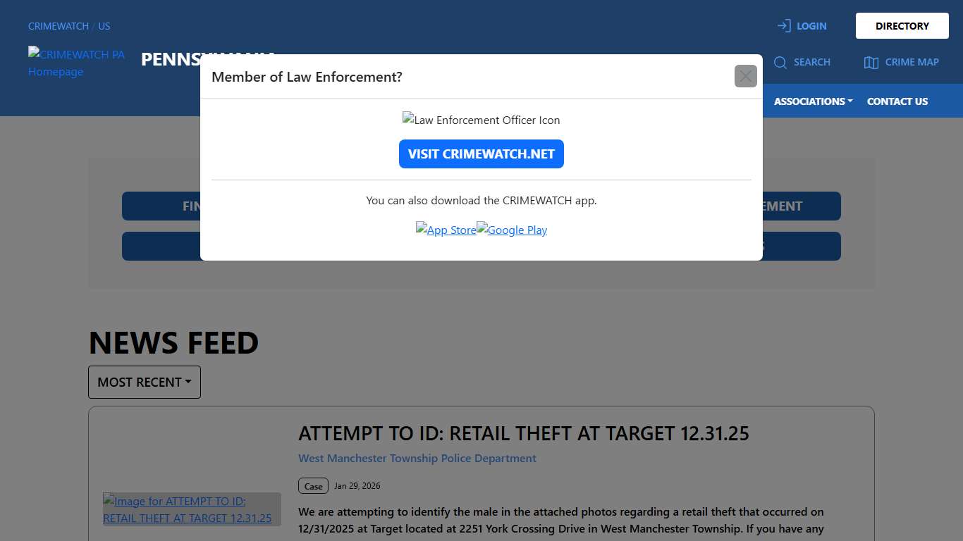 CRIMEWATCH PA Safer communities through collaboration