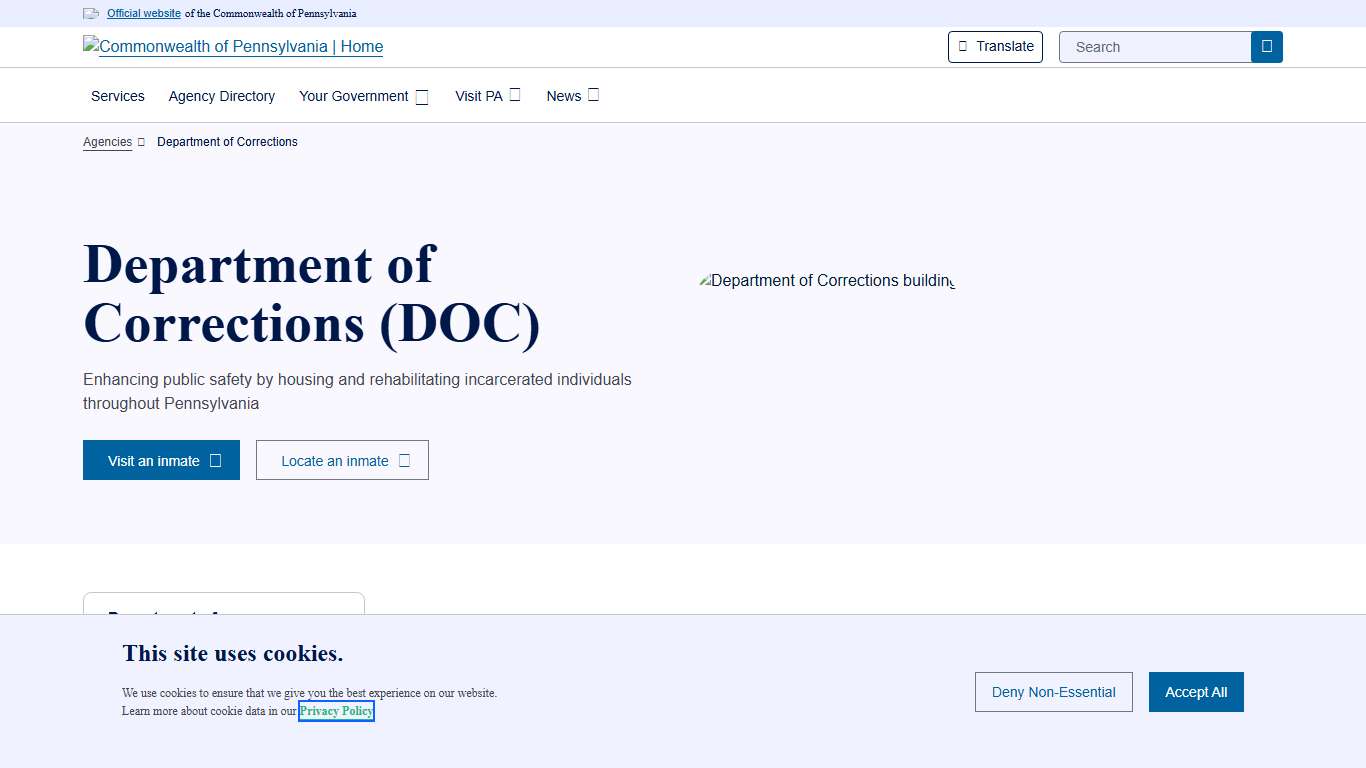 Department of Corrections Department of Corrections Commonwealth of Pennsylvania